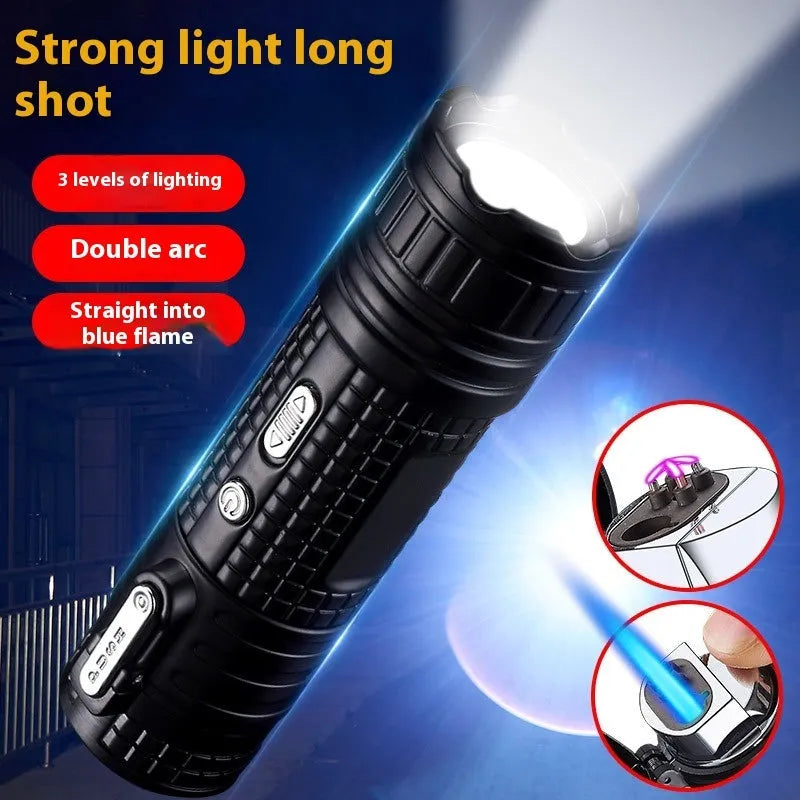 TH727 multi-functional metal flashlight lighter showing camouflage colour option