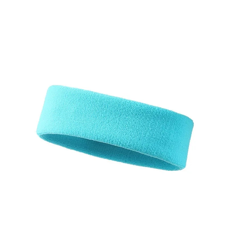 A widening sports sweat band in a solid colour, made from elastic polyester spandex material.