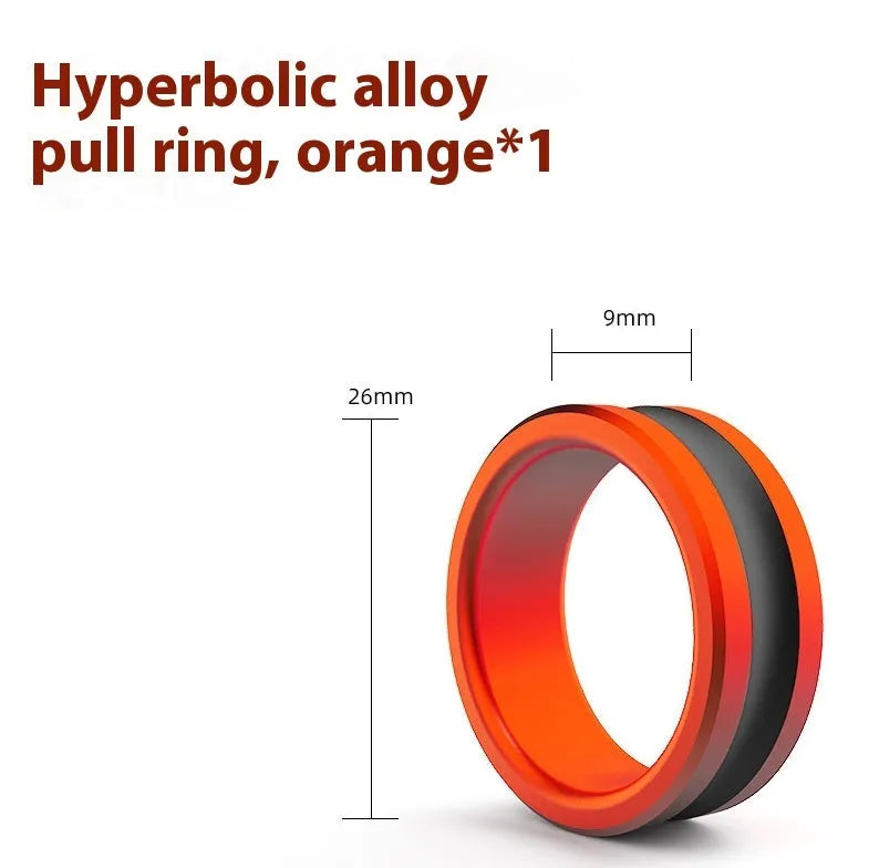Orange and silver alloy fishing hand guard pull tool with non-slip grip surface