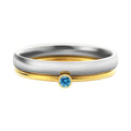Titanium steel engraved ring with December birthstone and gold-plated steel lettering on geometric band