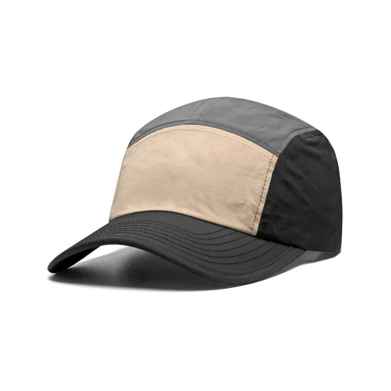 Men's khaki green quick-drying cotton polyester baseball cap with curved brim.