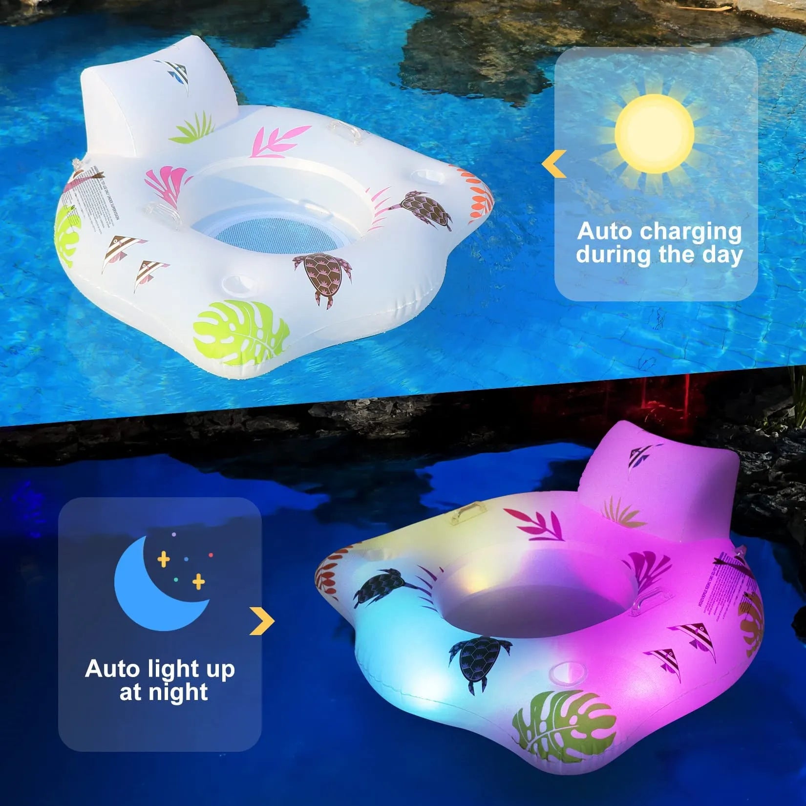 White U-shaped luminous inflatable float measuring 120 x 120 cm