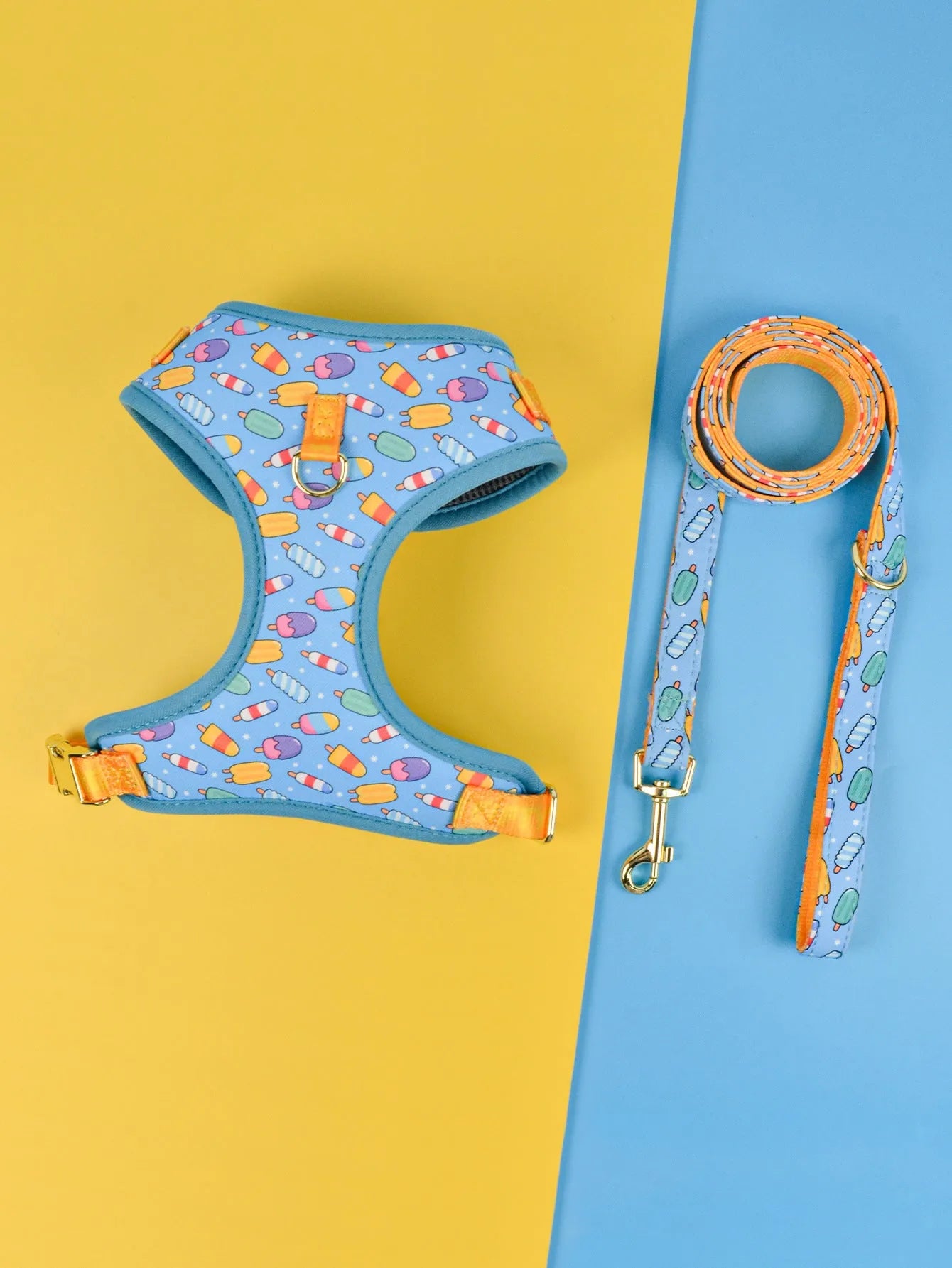 Polyester dog haulage rope and chest-back harness set in multiple colours for medium and large breeds