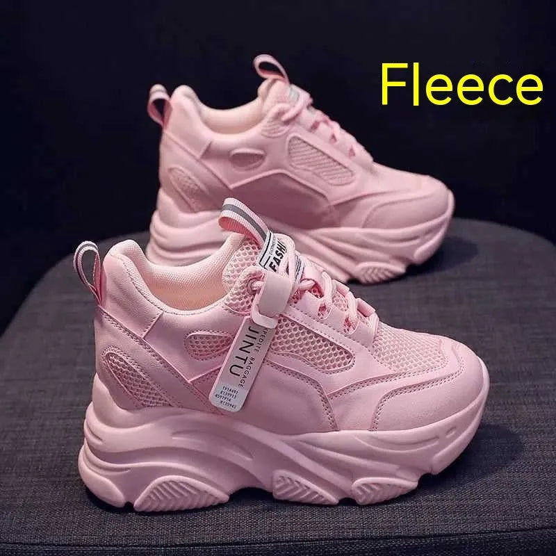 Women's black mesh platform casual shoes with hollow-out design and toe holder styling