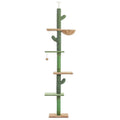 Solid wood cat climbing frame with integrated cat nest, scratch board, and toys