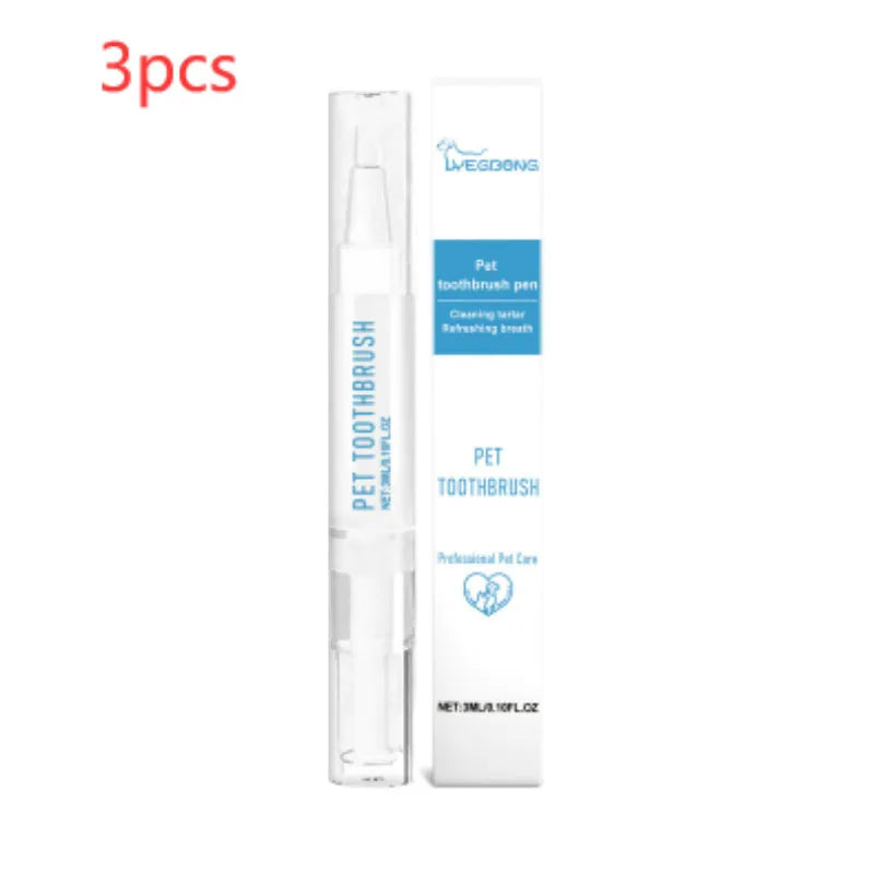 Pet toothbrush pen with 3ml breath freshener applicator for dog and cat dental care