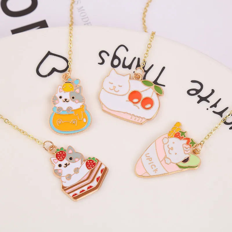 Metal pendant bookmark with cartoon cat design measuring 3.8cm by 18.3cm