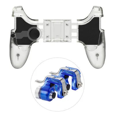 Black mobile phone game controller handle attachment for PUBG gaming