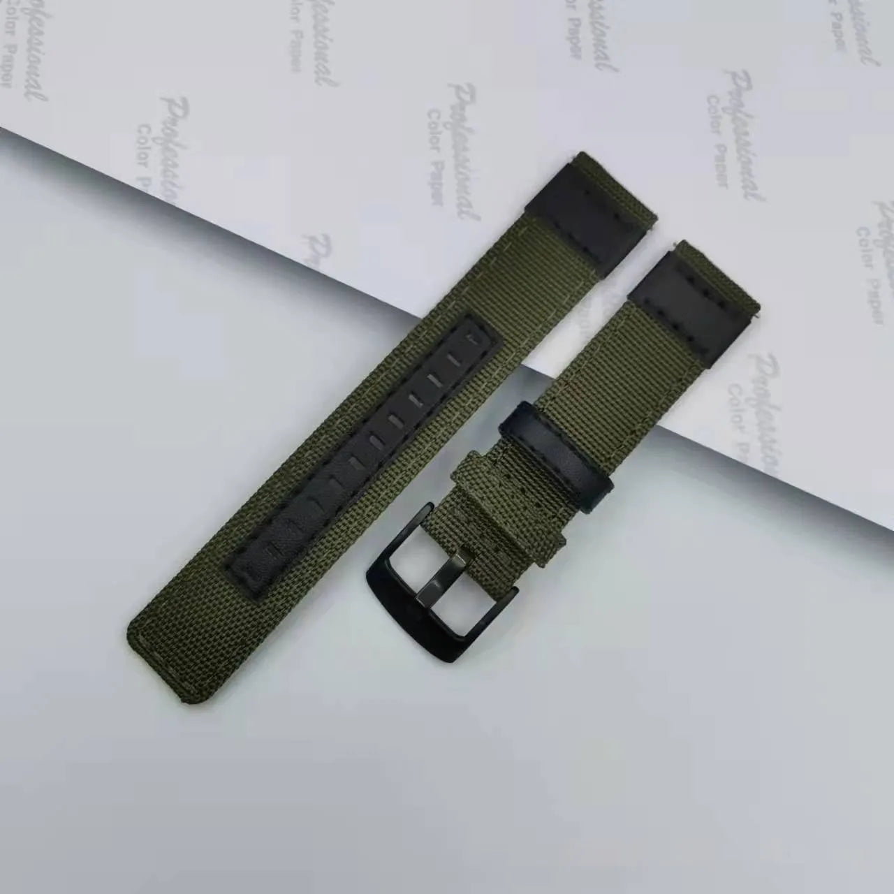 Oxford cloth canvas watch strap in multiple colours showing 20mm, 22mm, and 24mm width options
