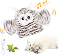 Grey interactive owl cat toy with flapping wings for indoor feline entertainment