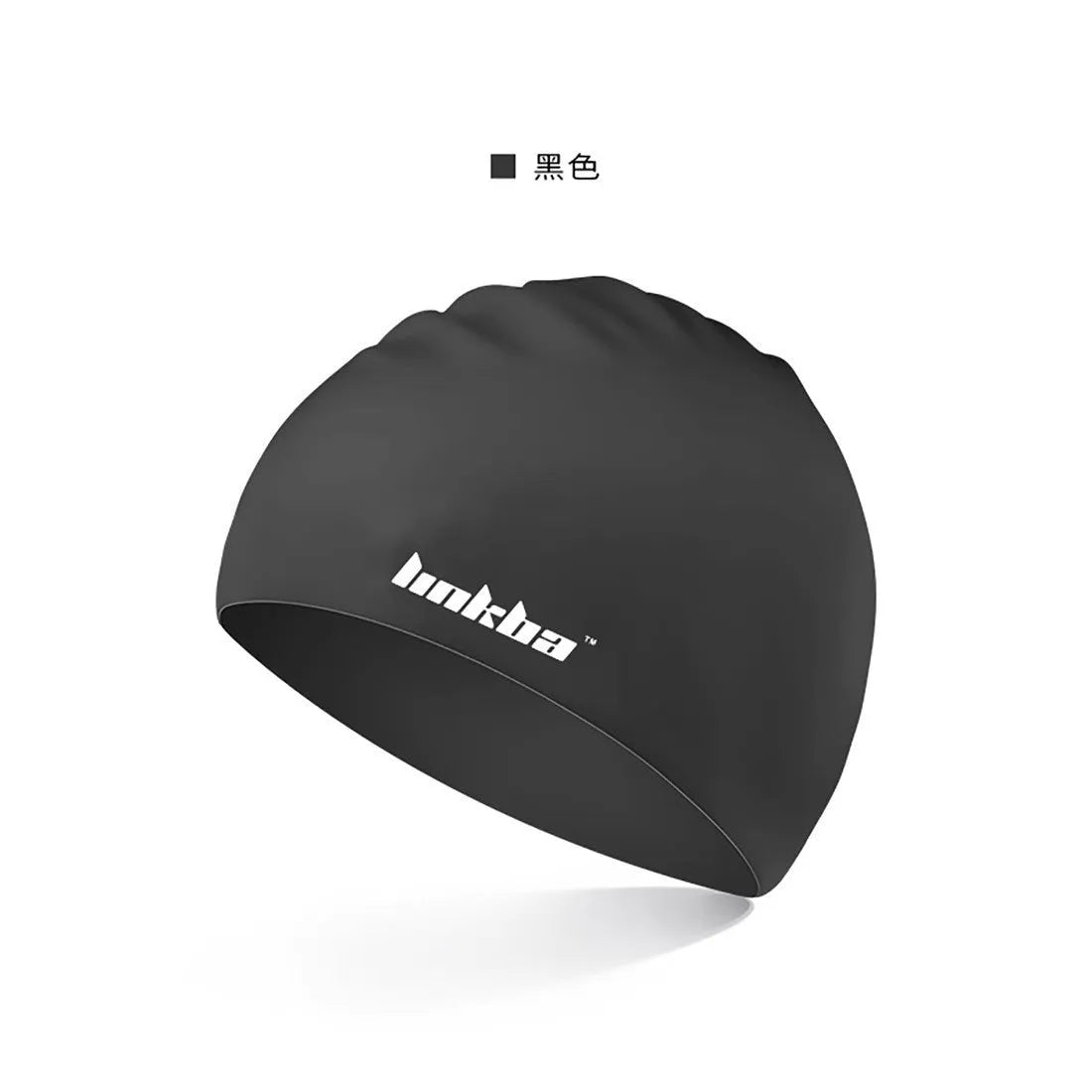 Professional silicone swimming cap with earmuff design and letter pattern in five colour options
